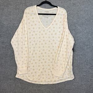 Torrid Shirt Womens 3X XXXL Beige Vneck Long Sleeve Tshirt Stretch Plus Size NEW